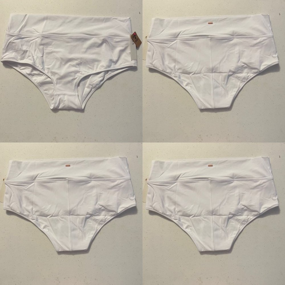 Pink By Victoria Secret Sz L White High Waist Full Coverage Bikini Swim Bottom